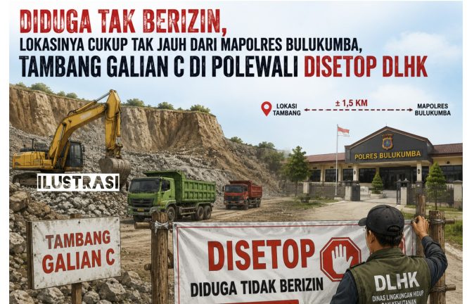 
 Diduga Tak Berizin, Lokasinya Cukup Tak Jauh Dari Mapolres Bulukumba, Tambang Galian C di Polewali Disetop DLHK