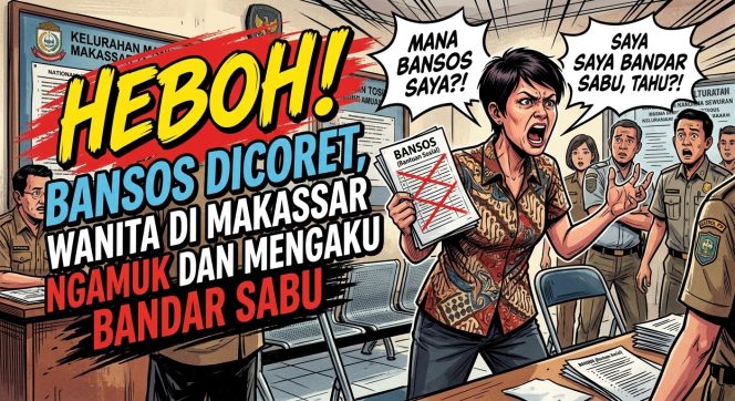 
 Heboh! Bansos Dicoret, Wanita di Makassar Ngamuk dan Mengaku Bandar Sabu