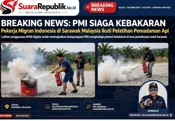 
 Tingkatkan Keselamatan Kerja, Puluhan PMI di Sarawak Malaysia Dilatih Padamkan Kebakaran